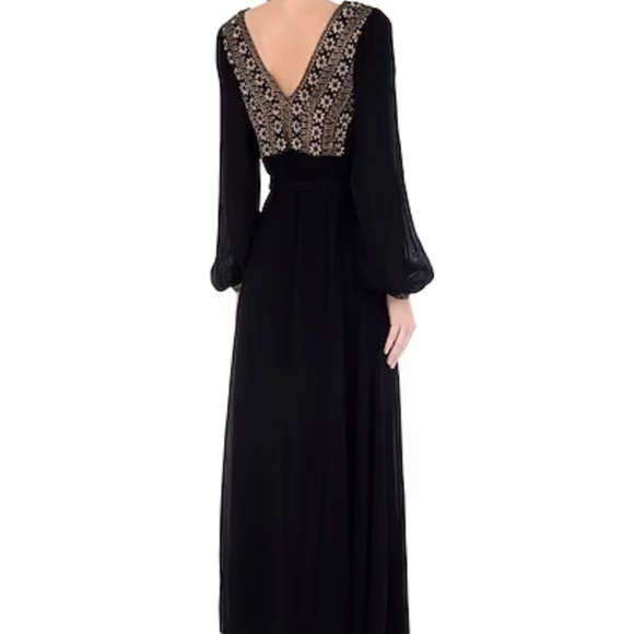Free People Hearts Desire Black Rose Gold Embroidered Maxi Dress - Picture 2 of 9